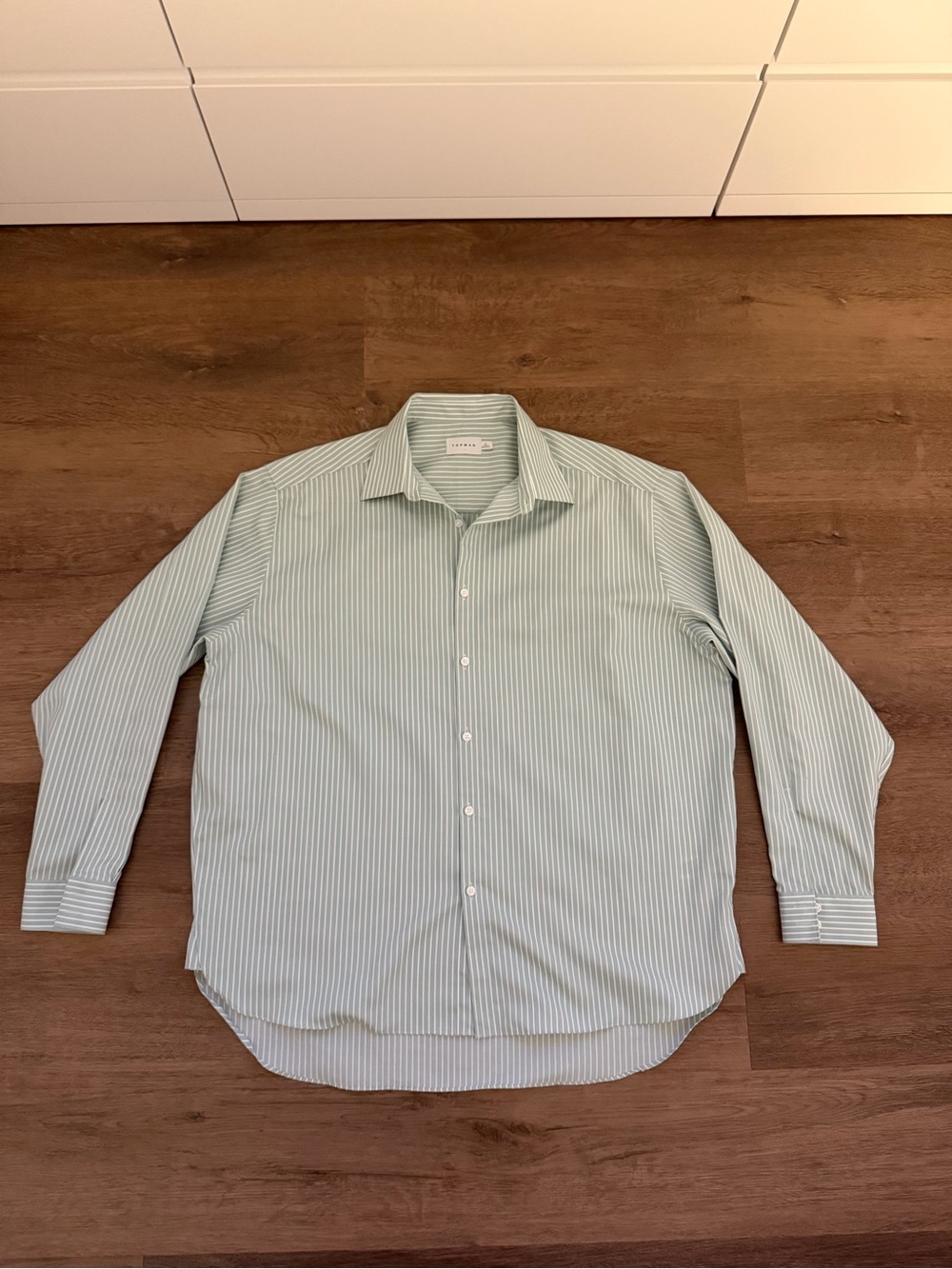 Men's Light Green Stripe Dress Shirt - Topman Brand